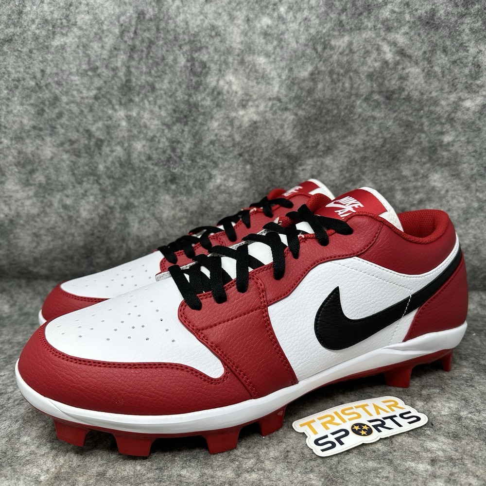 Nike Air Jordan 1 Low MCS Baseball Cleats Mens Size 16 Chicago Red Black White